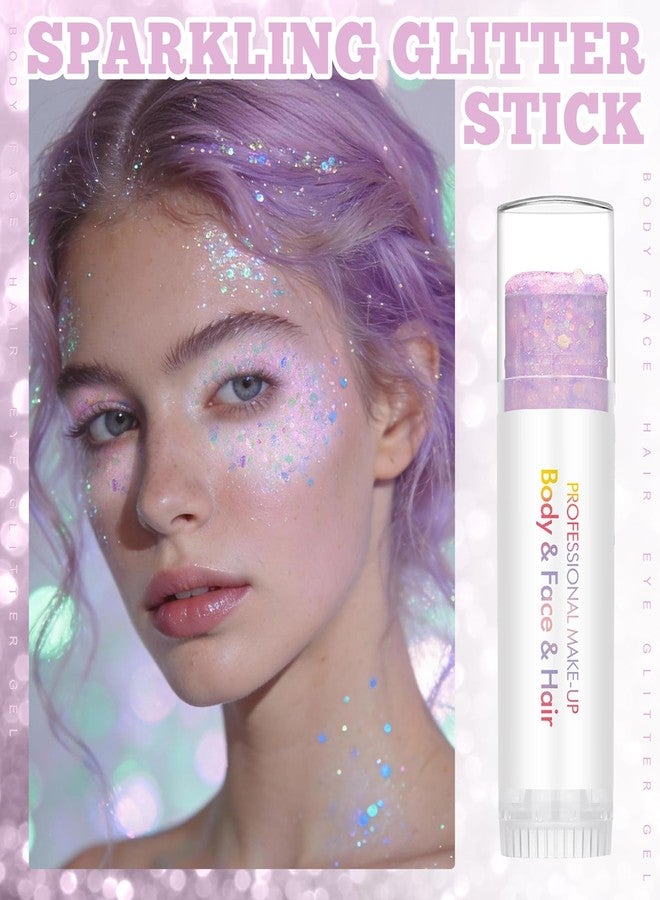 DAGEDA Body Glitter Stick, Face Hair Mermaid Sequins Glitter Stick, Chunky Holographic Glitters Face Paint, Body Shimmer for Rave Accessories Carnival Party Festival Halloween Makeup 05 - Image 2